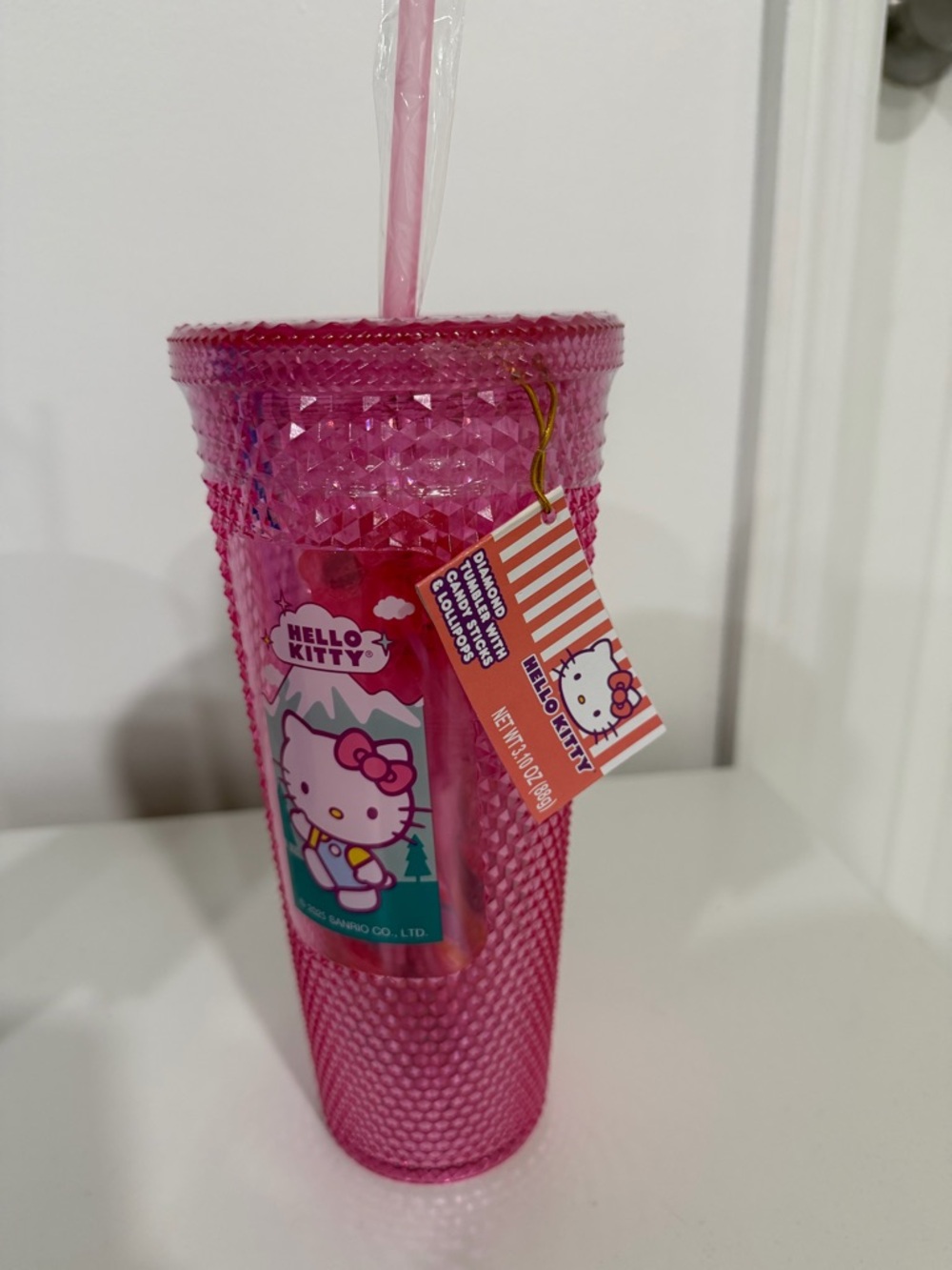 Hello Kitty Hot Pink Textured Tumbler with Straw